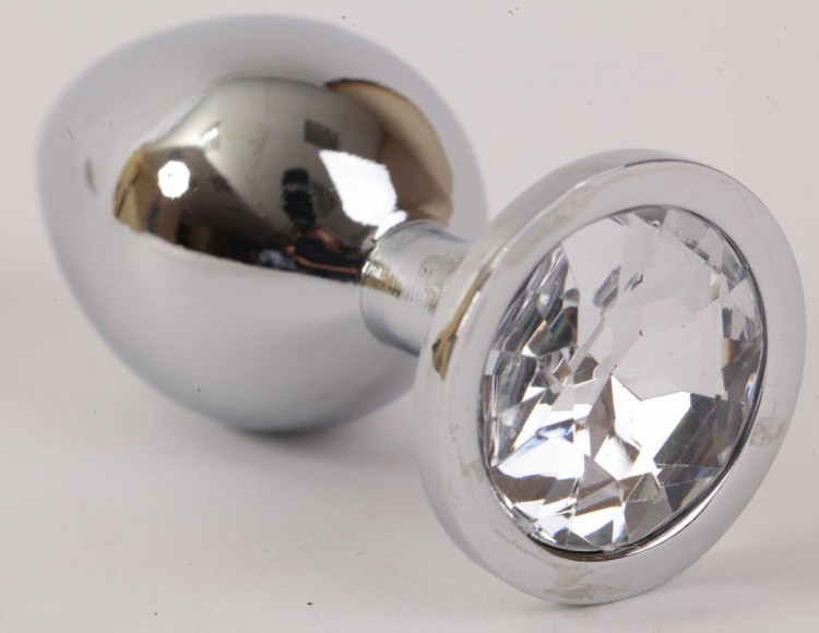 Серебристая анальная пробка с прозрачным стразом - 9,5 см. от 4sexdreaM