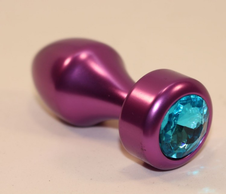 Фиолетовая анальная пробка с голубым кристаллом - 7,8 см. от 4sexdreaM