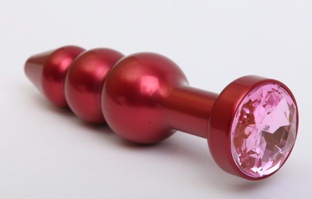 Красная анальная ёлочка с розовым кристаллом - 11,2 см. от 4sexdreaM