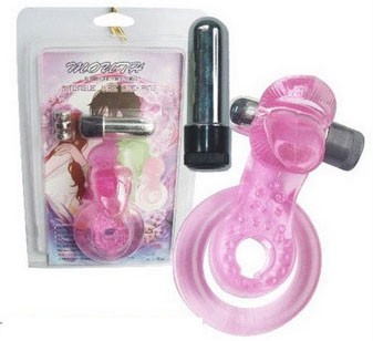 Розовое эрекционное кольцо с с вибрацией и язычком для стимуляции клитора от Sextoy 2011