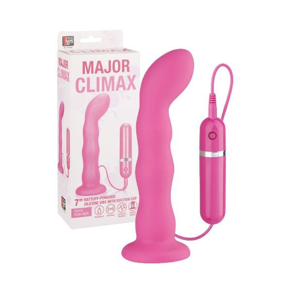 Розовый силиконовый вибратор Major Climax - 17,8 см. от Dream Toys