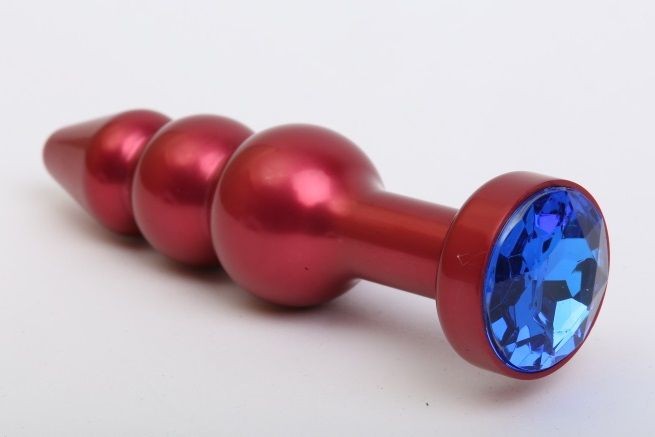 Красная анальная ёлочка с синим кристаллом - 11,2 см. от 4sexdreaM