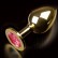 Большая золотая анальная пробка с закругленным кончиком и рубиновым кристаллом - 9 см. от Пикантные штучки