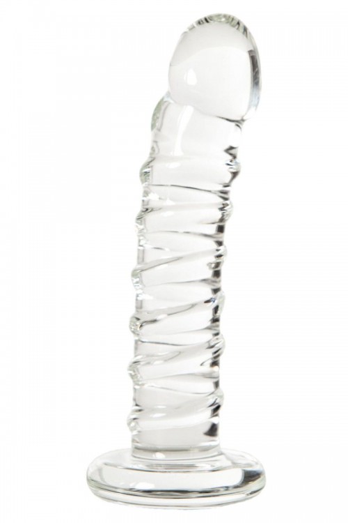 Фаллос со спиралевидным рельефом из прозрачного стекла - 14 см. от Sexus