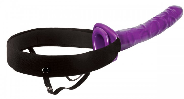 Мужской полый фиолетовый страпон 10  Purple Passion Hollow Strap-On - 24 см. от Pipedream