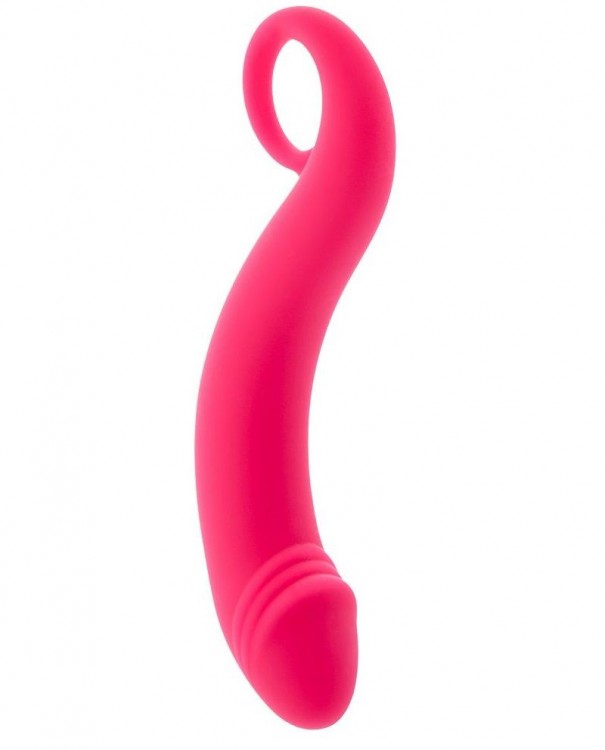 Розовый изогнутый анальный стимулятор из силикона от ToyFa