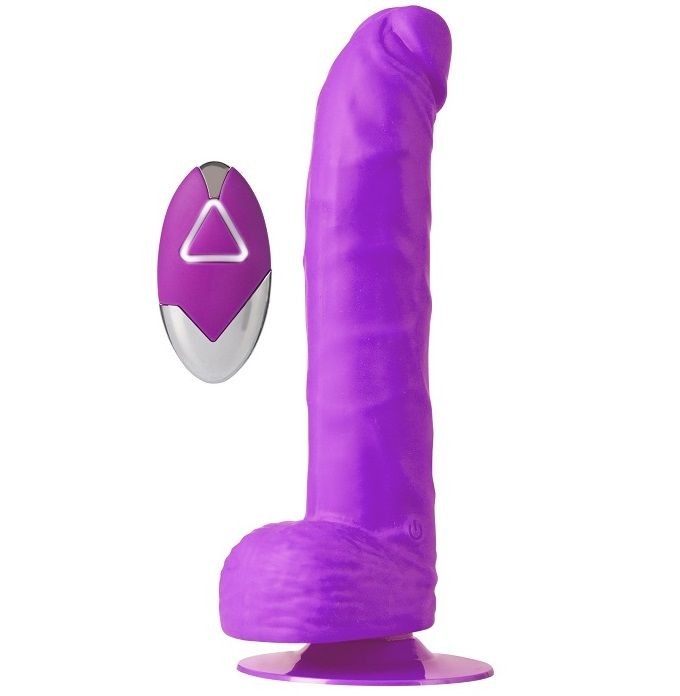 Фиолетовый вибратор на присоске PURRFECT SILICONE DELUXE REMOTE VIBE 8IN - 20 см. от Dream Toys