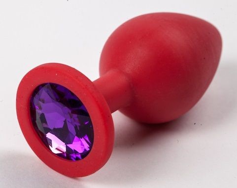 Красная силиконовая пробка с фиолетовым кристаллом - 9,5 см. от 4sexdreaM