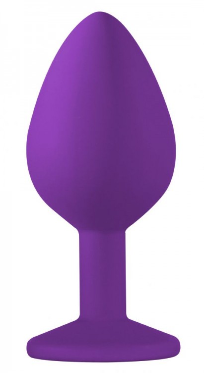 Средняя фиолетовая анальная пробка Emotions Cutie Medium с голубым кристаллом - 8,5 см. от Lola toys