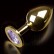 Большая золотая анальная пробка с закругленным кончиком и сиреневым кристаллом - 9 см. от Пикантные штучки