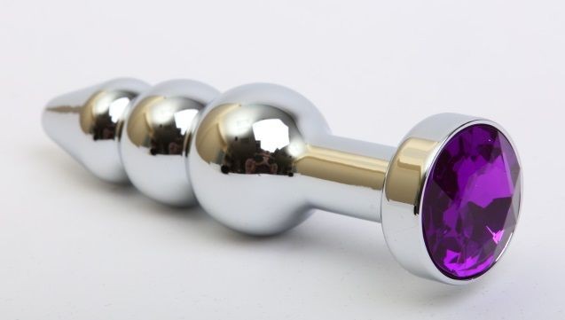 Серебристая анальная ёлочка с фиолетовым кристаллом - 11,2 см. от 4sexdreaM