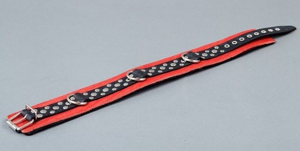 Красно-чёрный ошейник на мягкой подкладке от Подиум