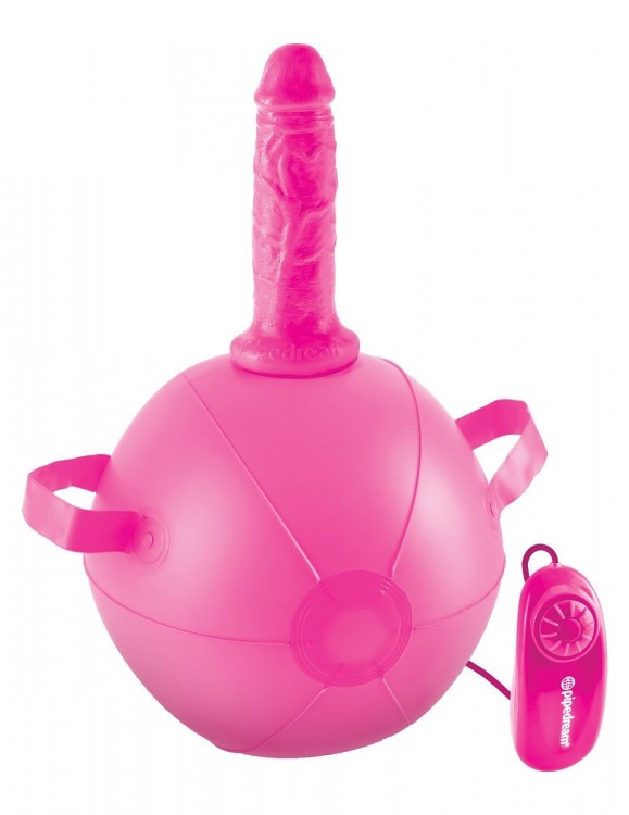 Розовый надувной мяч с вибронасадкой Vibrating Mini Sex Ball - 15,2 см. от Pipedream