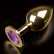 Большая золотая анальная пробка с закругленным кончиком и фиолетовым кристаллом - 9 см. от Пикантные штучки