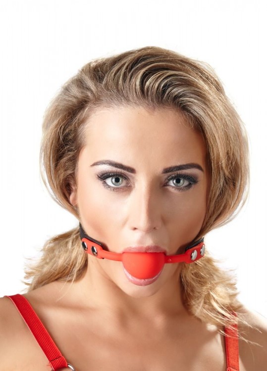 Силиконовый кляп-шар на чёрных ремешках Red Gag silicone от Orion