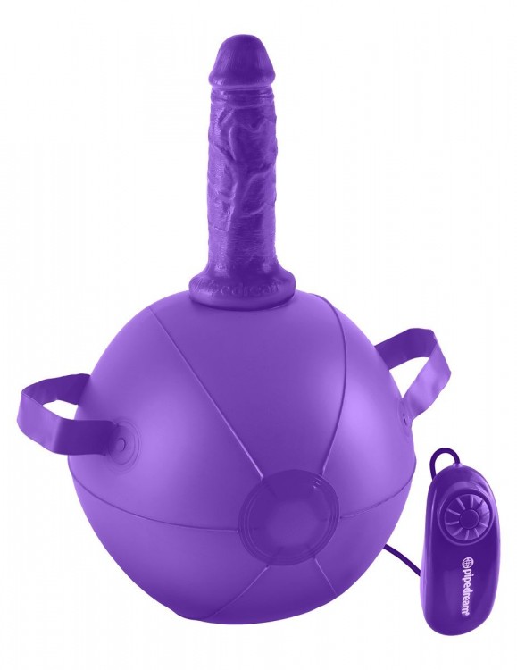 Фиолетовый надувной мяч с вибронасадкой Vibrating Mini Sex Ball - 15,2 см. от Pipedream