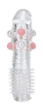 Прозрачная насадка на фаллос с закрытой головкой и шишечками от Sextoy 2011