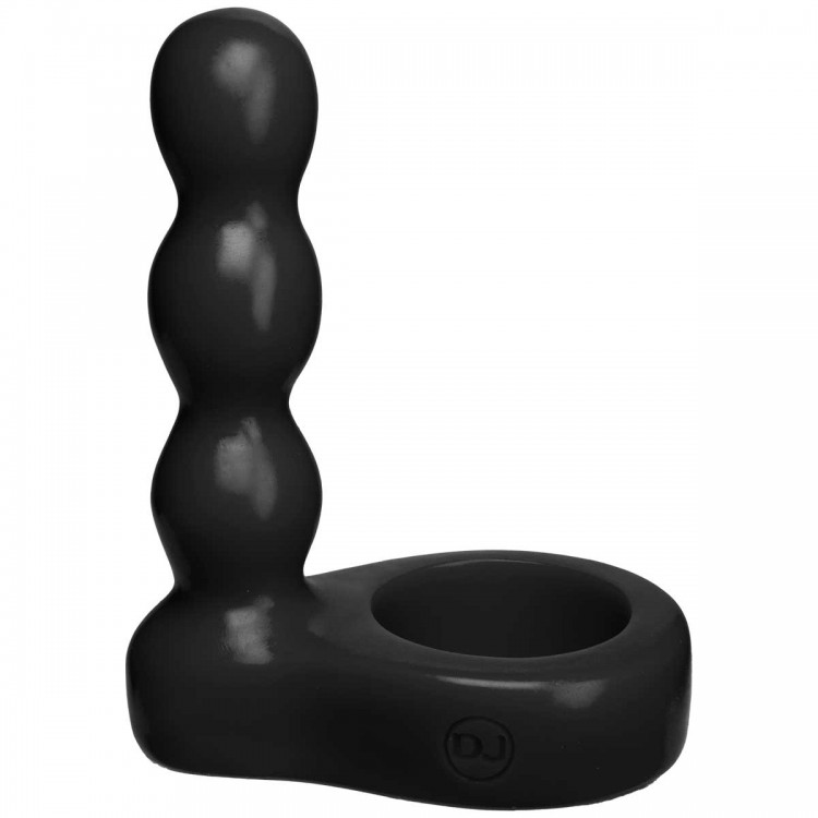 Черный анальный стимулятор с силиконовым кольцом Platinum Premium Silicone - The Double Dip 2 - Black от Doc Johnson