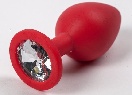 Красная силиконовая пробка с прозрачным кристаллом - 9,5 см. от 4sexdreaM