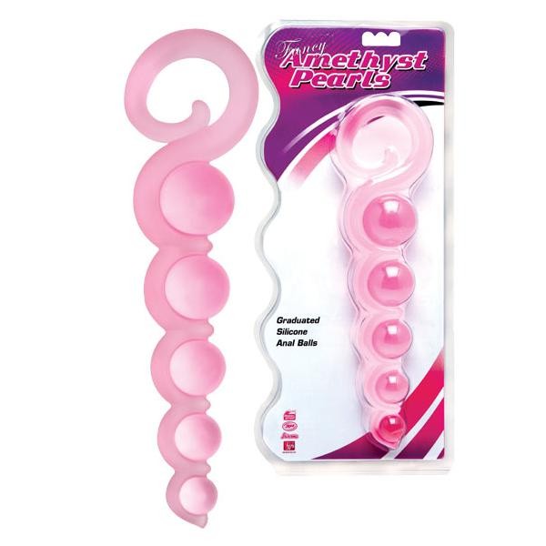 Розовая анальная цепочка из 5 шариков различного диаметра - 25,5 см. от Dream Toys