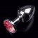 Маленькая серебристая анальная пробка с круглым кончиком и рубиновым кристаллом - 7 см. от Пикантные штучки