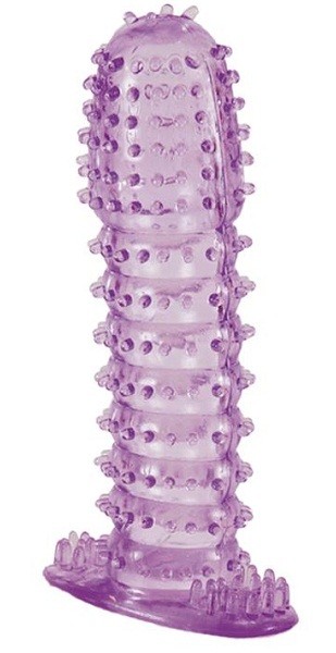 Гелевая фиолетовая насадка с шипами - 12 см. от ToyFa