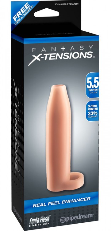 Насадка-расширитель с кольцом для подхвата мошонки Real Feel Enhancer - 14 см. от Pipedream