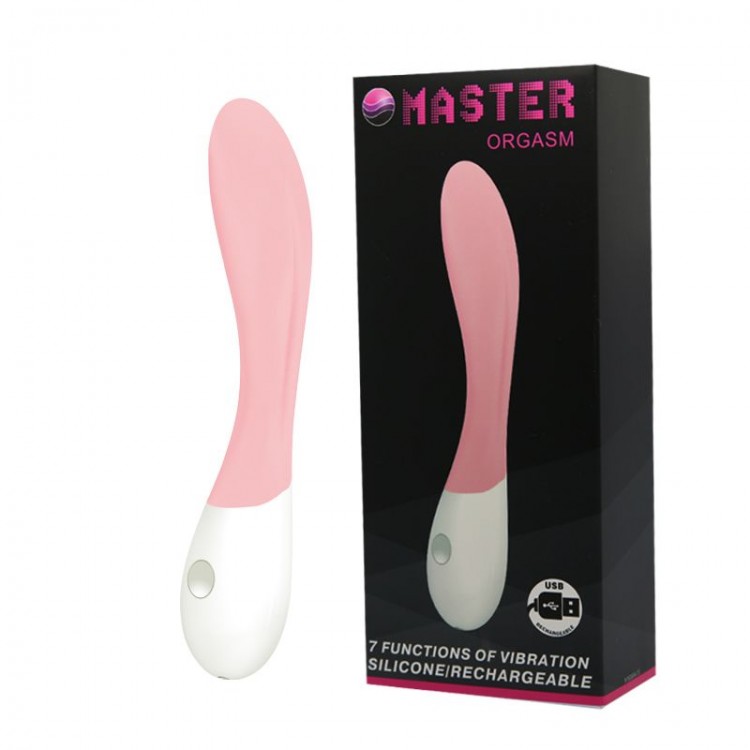 Нежно-розовый перезаряжаемый вибратор Master Orgasm - 20 см. от Baile