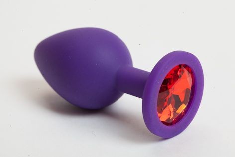 Фиолетовая силиконовая пробка с красным кристаллом - 9,5 см. от 4sexdreaM