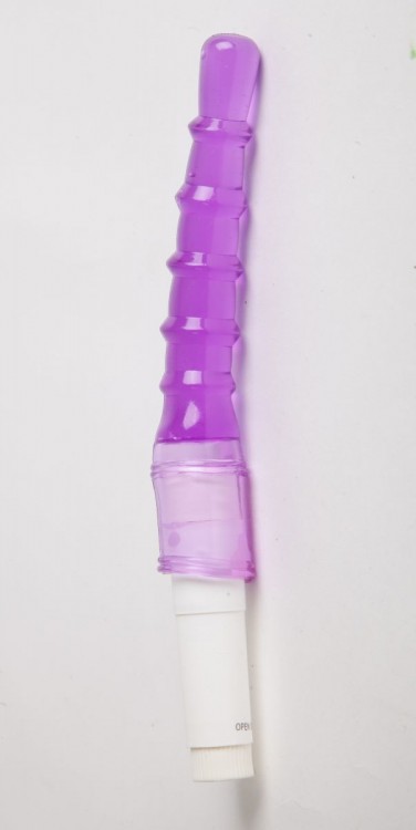 Фиолетовый анальный вибратор с рёбрышками - 23 см. от White Label