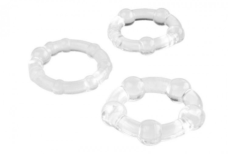 Набор из 3 прозрачных эрекционных колец с разным рельефом от A-toys