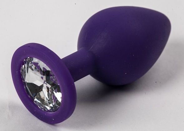 Фиолетовая силиконовая пробка с прозрачным кристаллом - 9,5 см. от 4sexdreaM