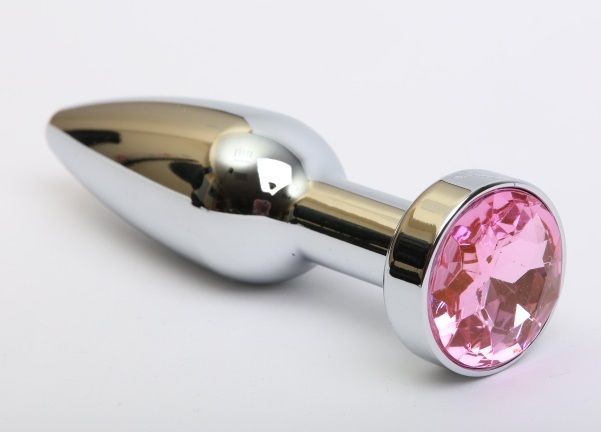 Удлинённая серебристая пробка с розовым кристаллом - 11,2 см. от 4sexdreaM