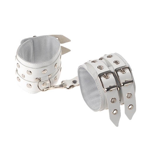 Белые кожаные наручники с ремешками от Sitabella