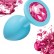 Малая голубая анальная пробка Emotions Cutie Small с розовым кристаллом - 7,5 см. от Lola toys